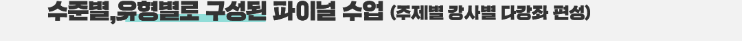 수준별,유형별로 구성된 파이널 수업 (주제별 강사별 다강좌 편성)