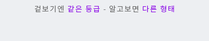 겉보기엔 같은 등급 - 알고보면 다른 형태