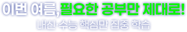이번 여름, 필요한 공부만 제대로 ! 내신·수능 핵심만 집중 학습 !