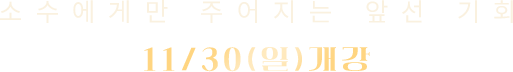 단 30명에게 주어지는 앞선 기회 11/29(토) 개강