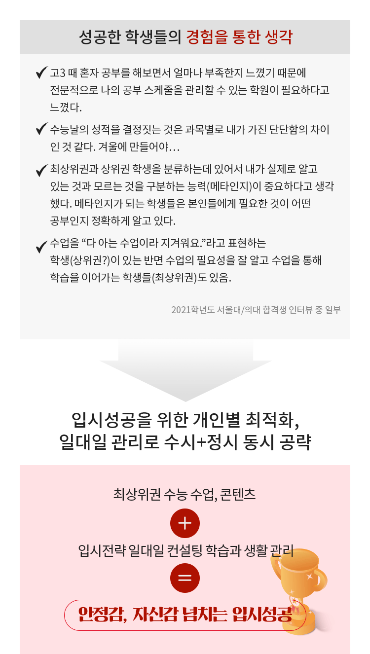 최상위권 부족함을 느끼다 최상위권 최적화 프로그램으로 성공을 경험하라