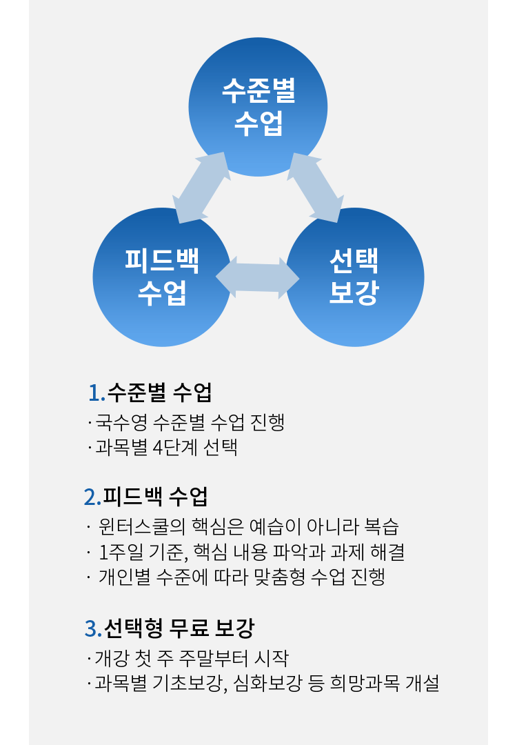수준별수업, 피드백수업, 선택보강