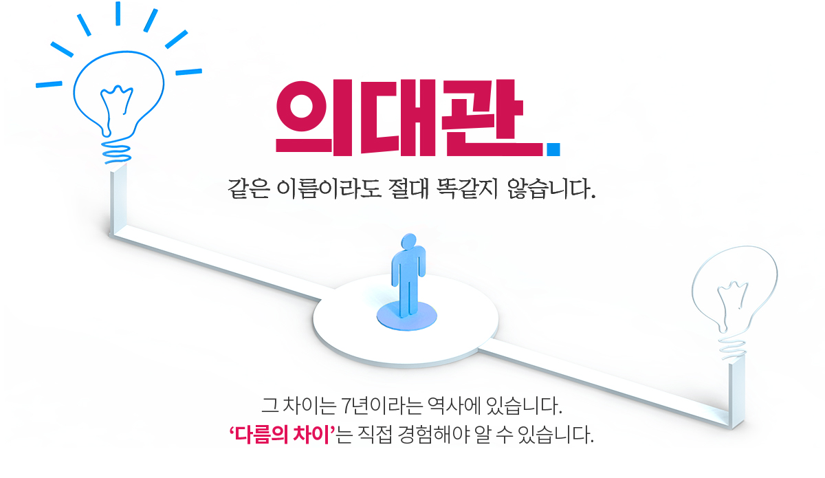 의대관 같은 이름이라도 절대 똑같지 않습니다.