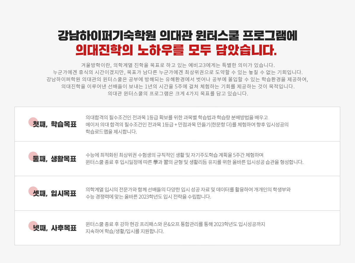 의대진학의 노하우를 모두 담았습니다
