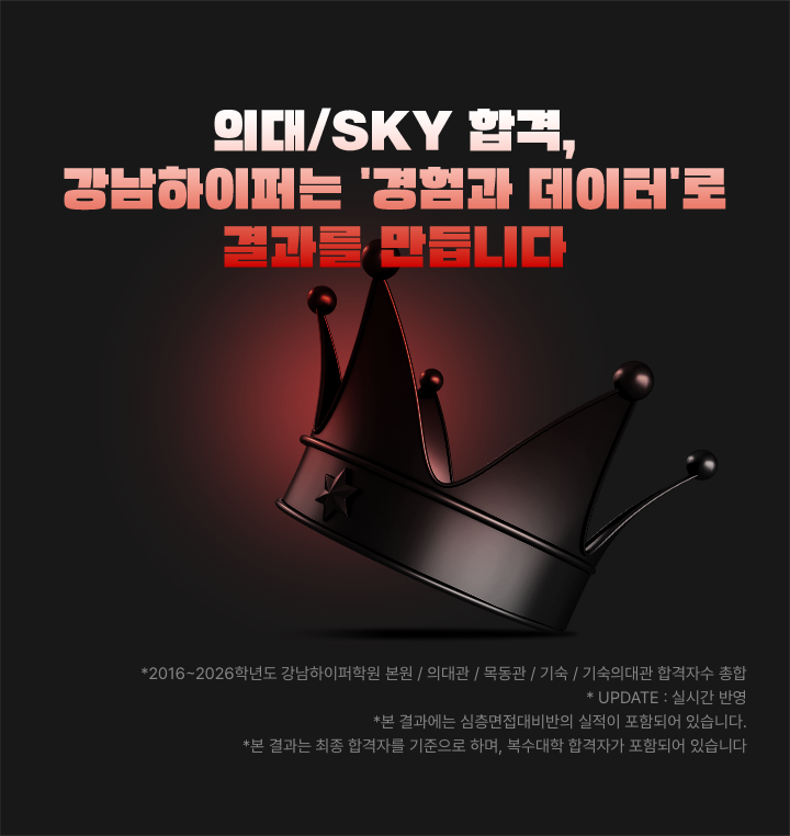 의대/SKY 합격, 강남하이퍼는 '경험과 데이터'로 결과를 만듭니다