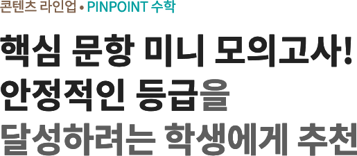 핵심 문항 미니 모의고사! 안정적인 등급을 달성하려는 학생에게 추천