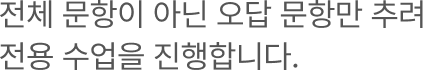 전체 문항이 아닌 오답 문항만 추려 전용 수업을 진행합니다.