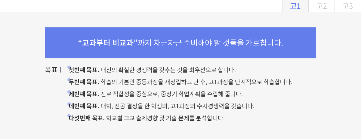 고1 교과부터 비교과